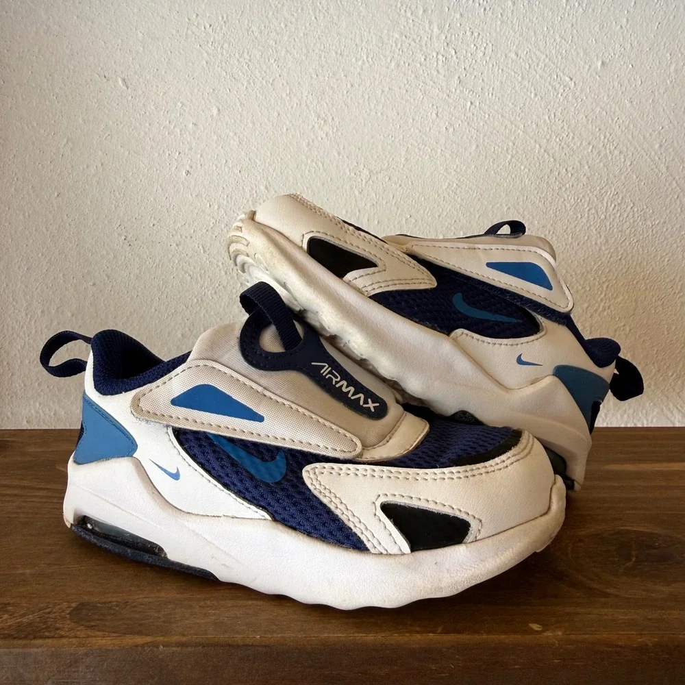 Nike Air Max Bolt TD Kids Sneakers White Blue CW1629-400 Size 10C